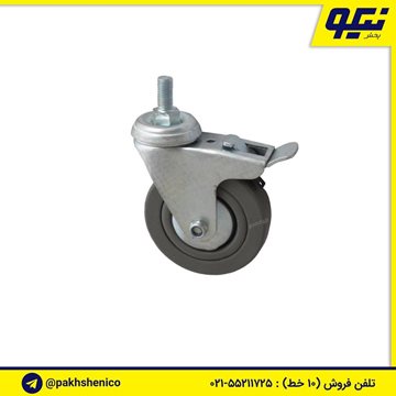 چرخ طوسی بیمارستانی قطر 100 میلی متر پیچی گردان ترمزدار ابتکار نوین