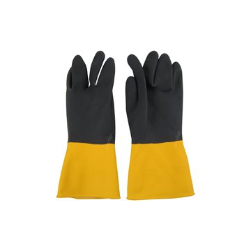 دستکش لاستیکی ( بنایی ) صنعتی لبه قیطانی دورنگ (زرد-مشکی) لبه دار گیلان سایز لارج  L
