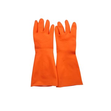 دستکش خانگی لاستیکی دو لایه ساق کوتاه نارنجی سایز مدیوم ویولت