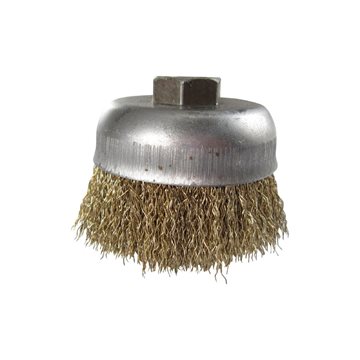 فرچه ( برس ) سیمی کاسه ای افشان 7.5 سانتی متر ( مینی فرز ) فولادی رشته طلایی ساب ایران ( کربلایی )