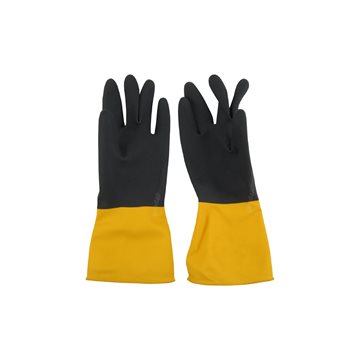 دستکش لاستیکی ( بنایی ) صنعتی لبه قیطانی دورنگ ( زرد-مشکی ) لبه دار گیلان سایز مدیوم  M
