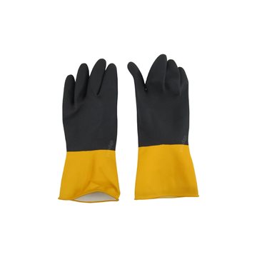 دستکش لاستیکی ( بنایی ) صنعتی لبه قیطانی دورنگ (زرد-مشکی) لبه دار گیلان سایز ایکس لارج   XL