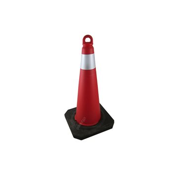 مانع ترافیکی مخروطی ( کله قندی ) پلاستیکی قرمز کفی دار طول 80 سانتی متر